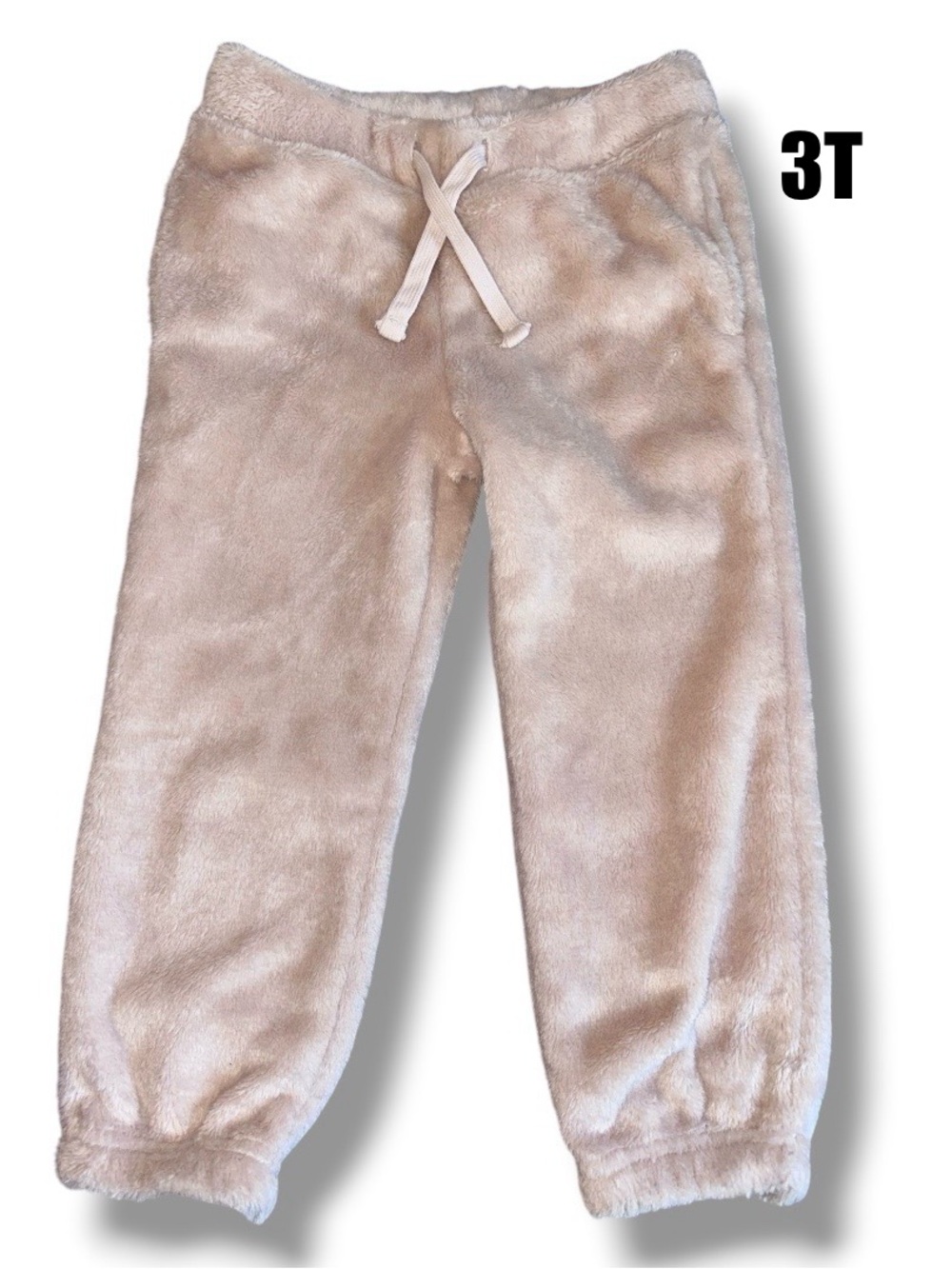 Oshkosh Plush Fleece Drawstring Joggers - Cream - Kids Bottoms size 3T